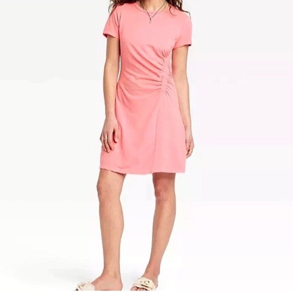 Universal Thread Women Pink Ruched Side T Shirt Dress XL